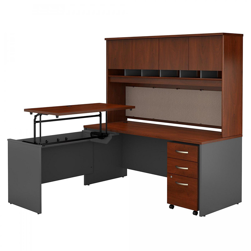 Bush Business Furniture C Series Sit To Stand L Shape Desk Package