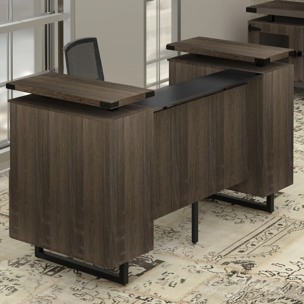 small glass reception desk