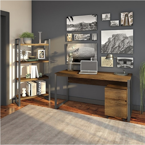 Bush Lat003rb Latitude 60 W Writing Desk With 2 Draw Mobile File