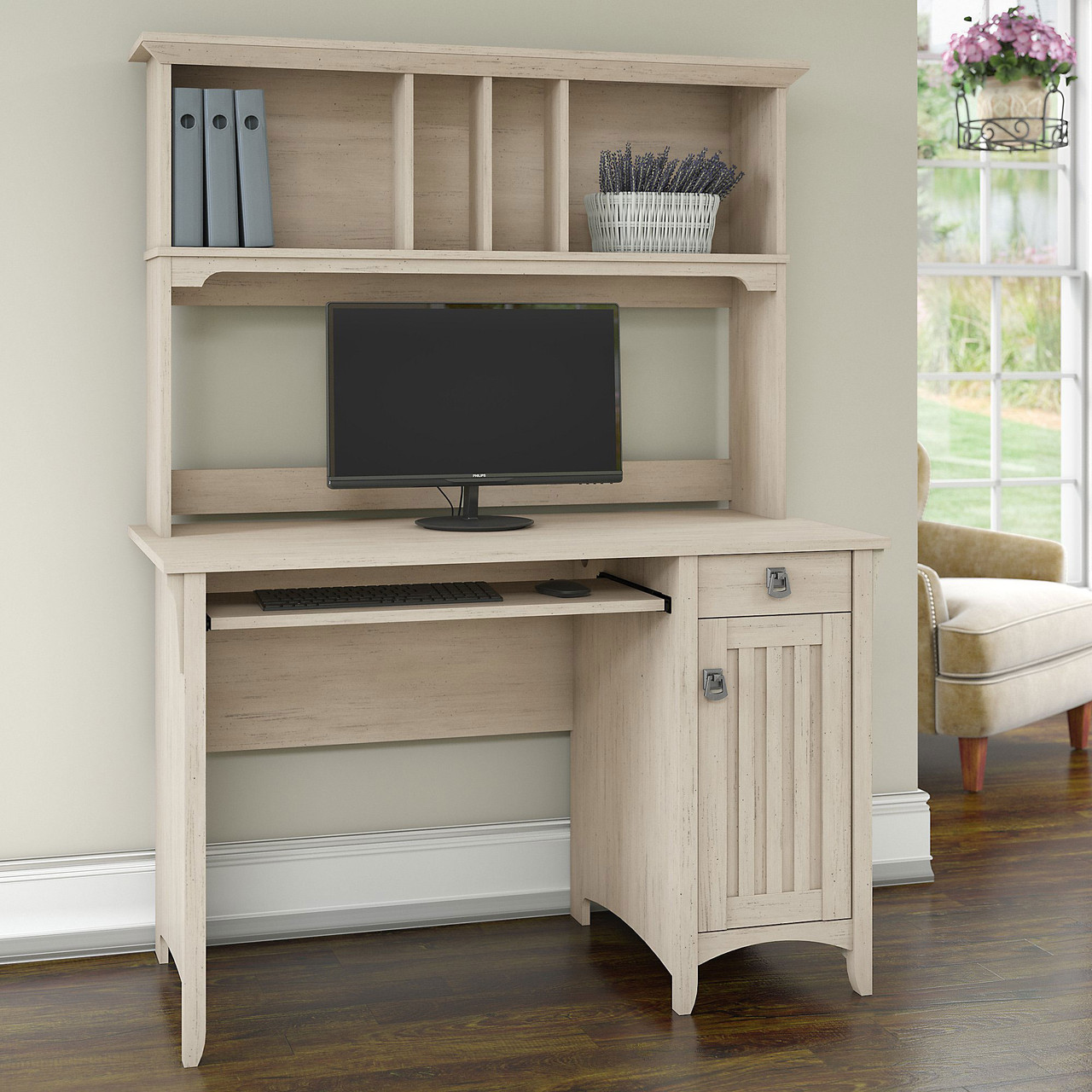 Bush My72208 03 Salinas 48 Desk And Hutch Free Shipping