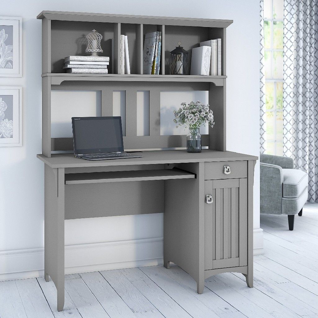 Bush My72308 03 Salinas 48 Desk And Hutch Cape Cod Gray Free Shipping