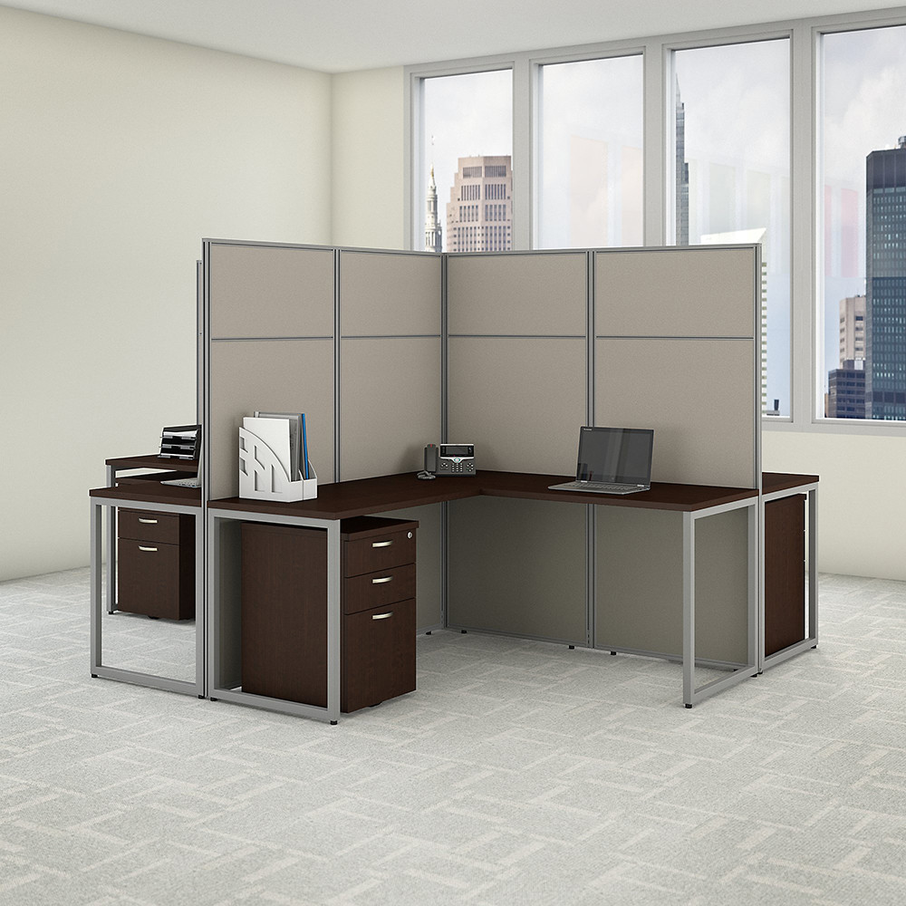 Bush Business Furniture Easy Office 4 Person L Shaped Cubicle Desk