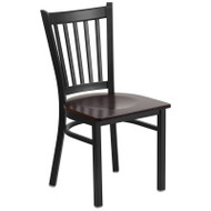 Flash Furniture Vertical Back Metal Restaurant Chair with Walnut Wood Seat - XU-DG-6Q2B-VRT-WALW-GG