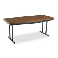 Barricks Conference Folding Table, Boat, 96w x 36d x 30h, Walnut/Black - BRKECT368WA