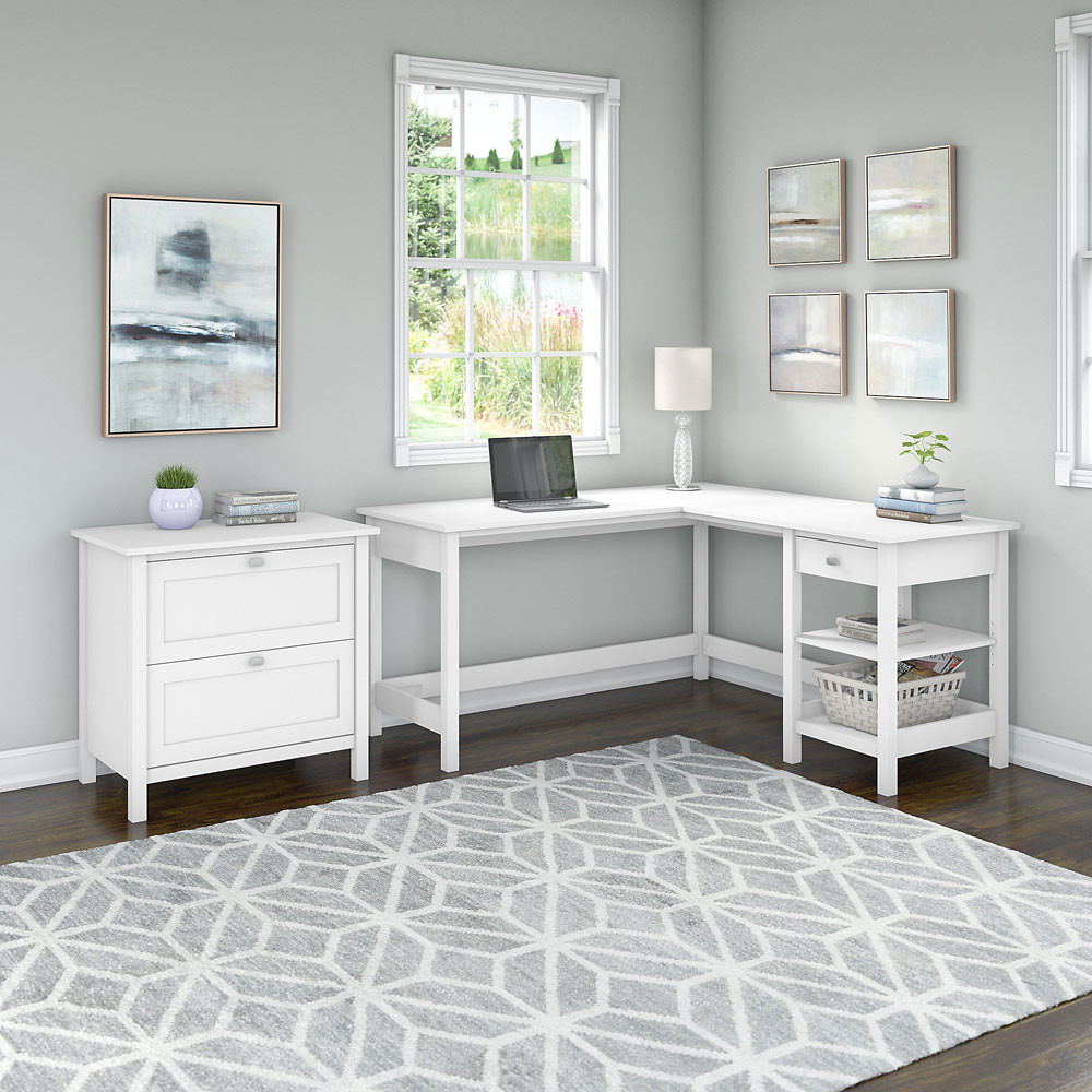 Bush Furniture Broadview LShaped Computer Desk with 2 Drawer Lateral