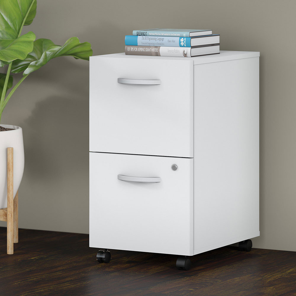 Bush Business Furniture 2 Drawer Mobile File Cabinet White Ftr007whsu Free Shipping