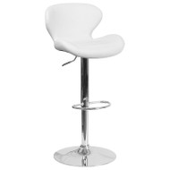 Flash Furniture White Vinyl Adjustable Height Barstool - CH-321-WH-GG