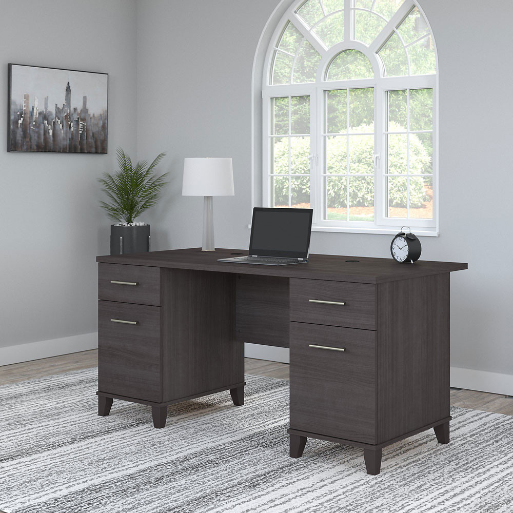 Bush Furniture Somerset 60W Office Desk with Drawers Storm Gray