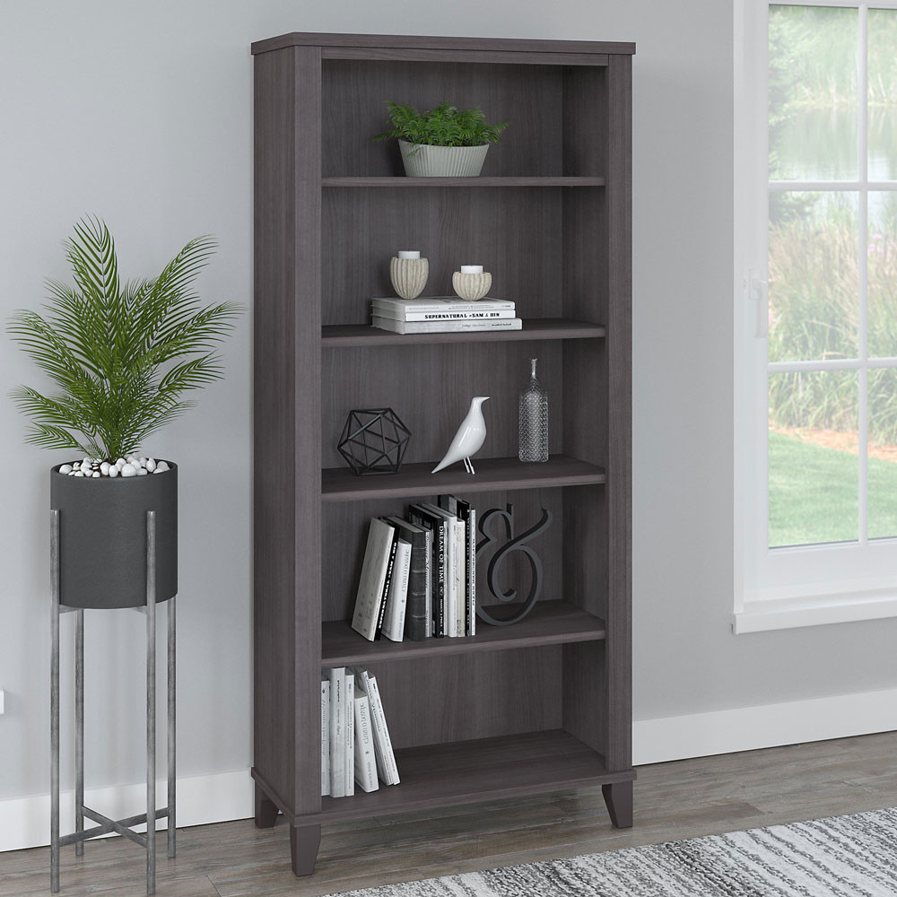 Bush Furniture Somerset 5 Shelf Bookcase Storm Gray WC81565 Ships Free!