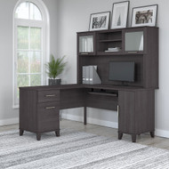 Bush Furniture Somerset 60W L Shaped Desk with Hutch Storm Gray - SET002SG