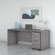 Bush Business Furniture Studio C Desk with 3-Drawer Mobile Pedestal 72" Platinum Gray - STC013PGSU