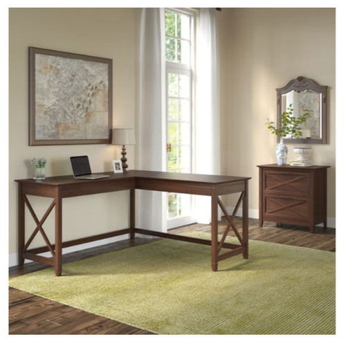 Bush Key West LShaped Desk 60" with 2 Drawer Mobile Pedestal