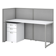 Bush Business Furniture Easy Office 60"W Desk w File Cabinet and 45"H Open Panels Workstation - EOD160SWH-03K