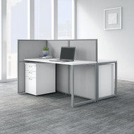 Bush Business Furniture Easy Office 60W 2 Person Cubicle Desk with File Cabinets and 45H Panels - EOD460SWH-03K