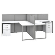 Bush Business Furniture Easy Office 60W 2 Person L-Shaped Desk w Drawers and 45H Panels - EOD560SWH-03K