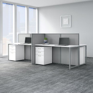 Bush Business Furniture Easy Office 60"W 4 Person Desk w File Cabinets and 45"H Panels - EOD660SWH-03K