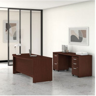 Bush Business Furniture Studio C Bow Front Desk, Credenza and File Storage 72" Harvest Cherry - STC009CSSU
