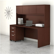 Bush Business Furniture Studio C Desk with Hutch and Mobile Pedestal 72" Harvest Cherry - STC011CSSU