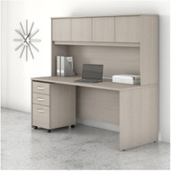 Bush Business Furniture Studio C Desk with Hutch and Mobile Pedestal 72" Sand Oak - STC011SOSU