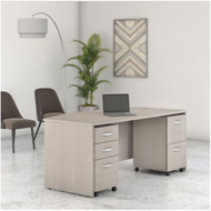 Bush Business Furniture Studio C Bow Front Desk with 2 Pedestals 72" Sand Oak - STC012SOSU
