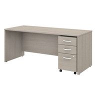 Bush Business Furniture Studio C Desk with 3-Drawer Mobile Pedestal 72" Sand Oak - STC013SOSU