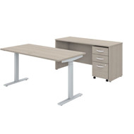 Bush Business Furniture Studio C Desk and Height Adjustable Standing Desk Package 60" Sand Oak - STC017SOSU