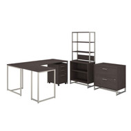 Kathy Ireland by Bush Method Collection 72W L-Shaped Desk w Bookcase and File Storage Storm Gray - MTH029SGSU