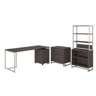 Kathy Ireland by Bush Method Collection 72W Desk with Bookcase and File Storage Storm Gray - MTH028SGSU