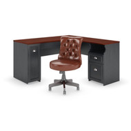 Bush Furniture Fairview L Shaped Desk 60"L w Mid-Back Tufted Chair - FV019AB