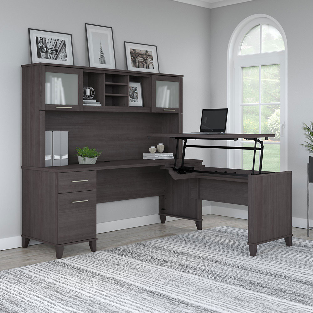 Bush Furniture Somerset 72"W Sit-to-Stand 3-Position L ...