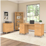 Bush Furniture Somerset 60" Desk with Lateral File and Bookcase Maple Cross - SET013MC