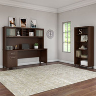 Bush Furniture Somerset 72"W with Hutch and Bookcase - SET020MR
