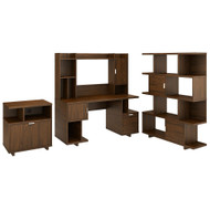 Kathy Ireland by Bush Industries Madison Avenue 60W Desk w Hutch, Lateral File and Bookcase - MDS012MW