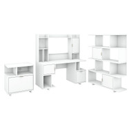 Kathy Ireland by Bush Industries Madison Avenue 60W Desk w Hutch, Lateral File and Bookcase - MDS012PW