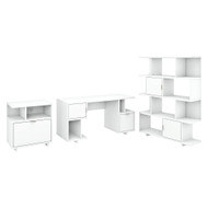 Kathy Ireland by Bush Industries Madison Avenue 60W Desk w Lateral File  and Bookcase - MDS010PW