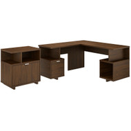 Kathy Ireland by Bush Industries Madison Avenue 60W L-Shaped Desk w Lateral File - MDS005MW