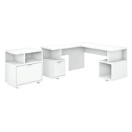 Kathy Ireland by Bush Industries Madison Avenue 60W L-Shaped Desk w Lateral File - MDS005PW