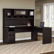 Bush Cabot Collection 72"W L-Shaped Computer Desk w Hutch and Drawers - CAB053EPO