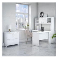 Bush Echo L-Shaped Desk with Hutch and Lateral File -  ECH032PW