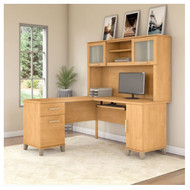 Bush Somerset Collection L-Shaped Desk with Hutch Package 60" Maple Cross - SET002MC