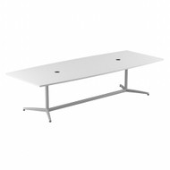 Bush Business Furniture 120W x 48D Boat Shaped Conference Table White with Metal Base- 99TBM120WHSVK