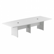 Bush Business Furniture 120W x 48D Boat Top Conference Table w Wood Base White - 99TB12048WHK