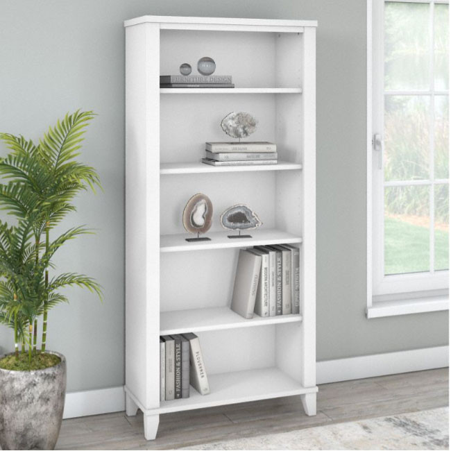 Bush Furniture Somerset 5 Shelf Bookcase White WC81965 Ships Free!