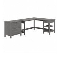 Bush Broadview 60W L Shaped Computer Desk with 2 Drawer Lateral File Cabinet Modern Gray - BD028MG