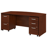 Bush Business Furniture Studio C 72W x 36D Bow Front Desk with Mobile File Cabinets Hansen Cherry - STC012HCSU
