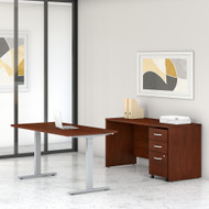 Bush Business Furniture Studio C 60W Height Adjustable Standing Desk with Credenza and File Cabinet Hansen Cherry - STC017HCSU