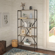Bush Furniture Ironworks 5-Shelf Bookcase Restored Gray - KI50308-03