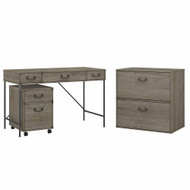 Bush Furniture Ironworks 48W Writing Desk with File Cabinets Restored Gray - IW005RTG