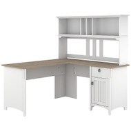 Bush Furniture Salinas 60" L-Shaped Desk with Hutch Shiplap Gray - SAL004G2W