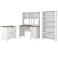 Bush Furniture Salinas Mission Desk with Hutch, Lateral File and Bookcase Shiplap Gray - SAL002G2W